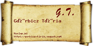 Görbicz Tíria névjegykártya